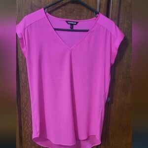 Express Pink Dressy Silky V-Neck Top Small Brand New